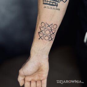 Tatuaż Kółko i krzyżyk na ręce motyw: śmieszne styl: ignorant