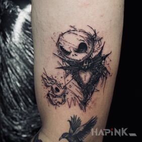 Tattoo Jack Skellington & Zero on the upper arm motif: characters style: sketch