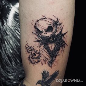 Tatuaż Jack Skellington & zero na ręce motyw: postacie styl: szkic