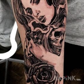Tattoo Forearm from today :) on the forearm motif: faces