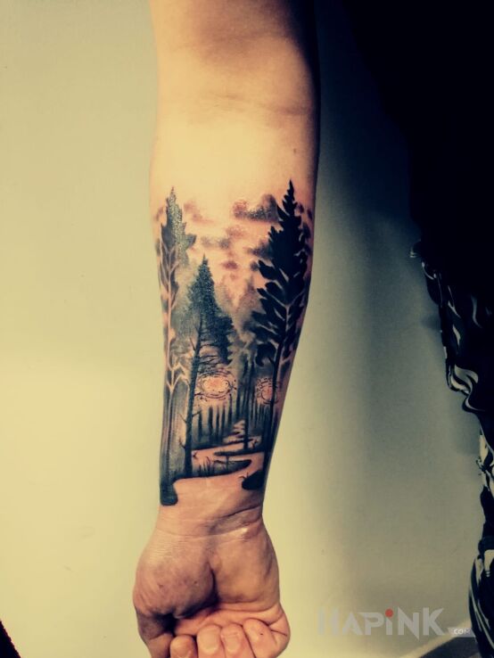 Tattoo Las, droga in nature motif and realistic style on the forearm
