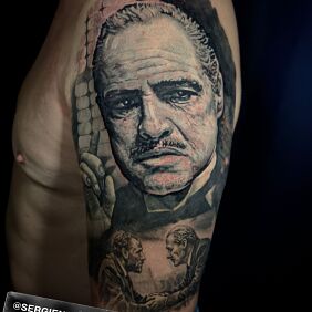 Tattoo Ojciec chrzestny On the arm motif: characters style: realistic