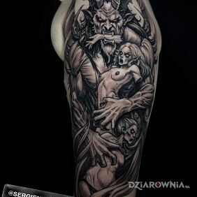 Tatuaż Czart na ręce motyw: mroczne styl: graficzne / ilustracyjne