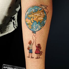Tattoo Family On the arm motif: colorful style: graphic / illustrative