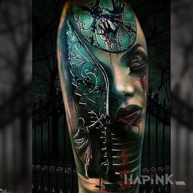 Tattoo You can smell the horror here on the upper arm motif: faces style: realistic