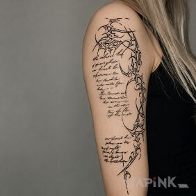 Tattoo Ciphers of Organic Calligraphy on the upper arm motif: ornaments
