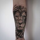 Lew i liście — black & grey