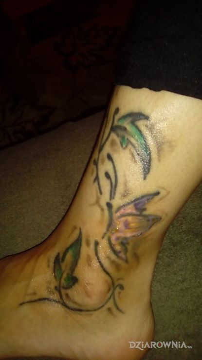 Tatuaż motylek w motywie motyle na nodze