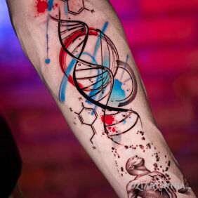 Tatuaż Koncepcja DNA na ręce motyw: anatomiczne styl: watercolor