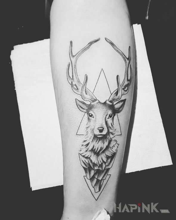 Tattoo Jelonek in animals motif on the forearm