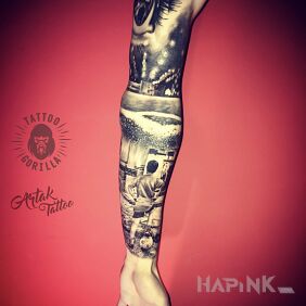 Tattoo Footballer on the forearm motif: sleeves style: realistic