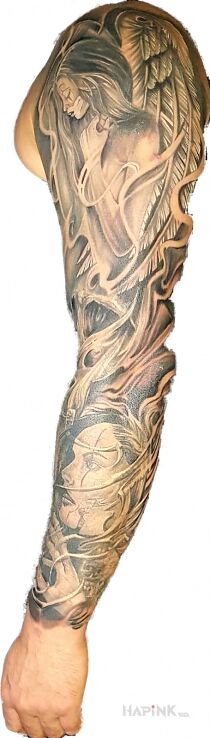 Tattoo Koniec in sleeves motif on the forearm