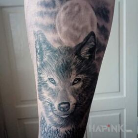 Tattoo Wolf on the forearm motif: animals