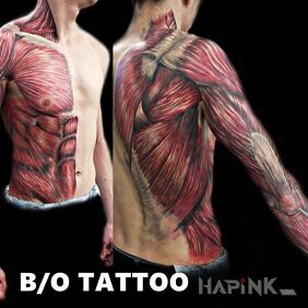 Tattoo Muscles on the stomach style: realistic