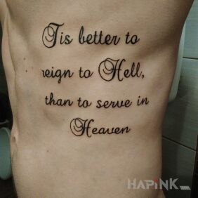 Tattoo Good quote on the ribs motif: lettering