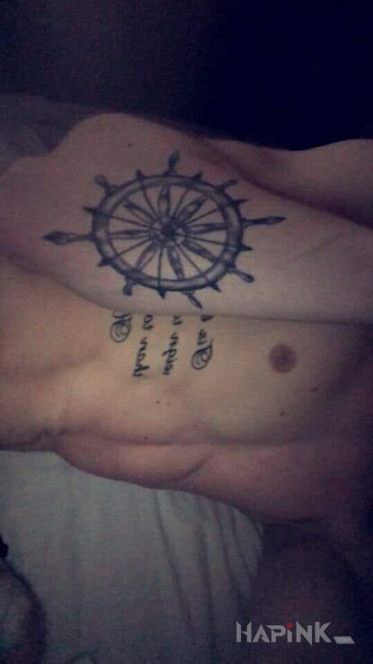 Tattoo Ster statku in objects motif on the forearm