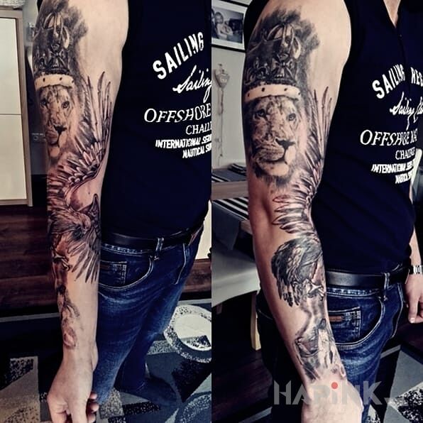Tattoo Dzika natura in sleeves motif on the upper arm