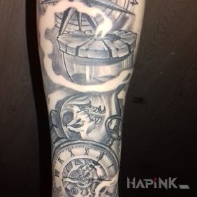 Tattoo Hourglass on the forearm motif: other