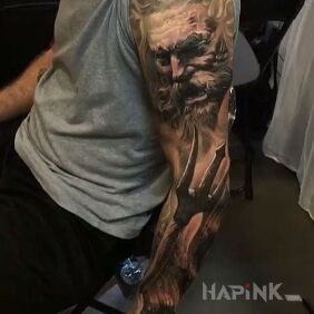 Tattoo Poseidon on the forearm motif: 3D