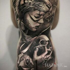 Tattoo Huge punch on the buttocks motif: 3D style: realistic