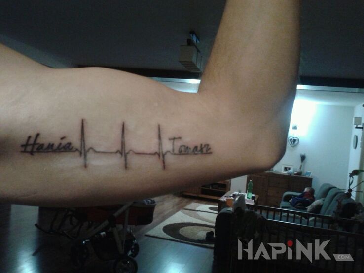 Tattoo Moje dwa szkraby :) in lettering motif on the upper arm