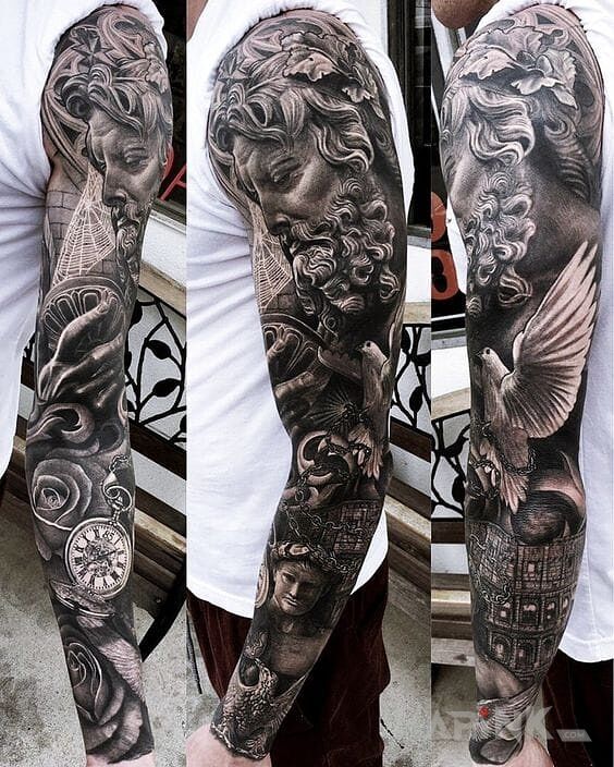 Tattoo Rękaw nie z tego świata in sleeves motif and realistic style on the forearm