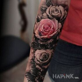Tattoo Beautiful roses on the forearm motif: flowers style: realistic