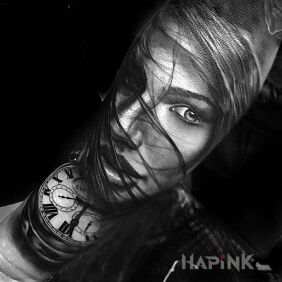 Tattoo Portrait on the forearm motif: faces style: realistic