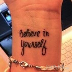 Tattoo Believe in yourself on the wrist motif: lettering