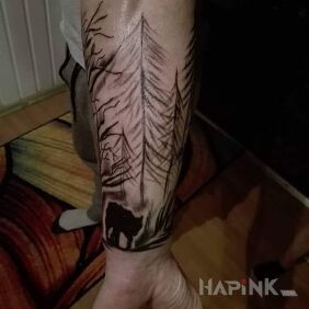 Tattoo Wolf in the forest :) on the forearm motif: animals