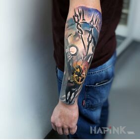 Tattoo Continued on the forearm motif: 3D