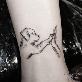 Tattoo Dog on the leg motif: animals