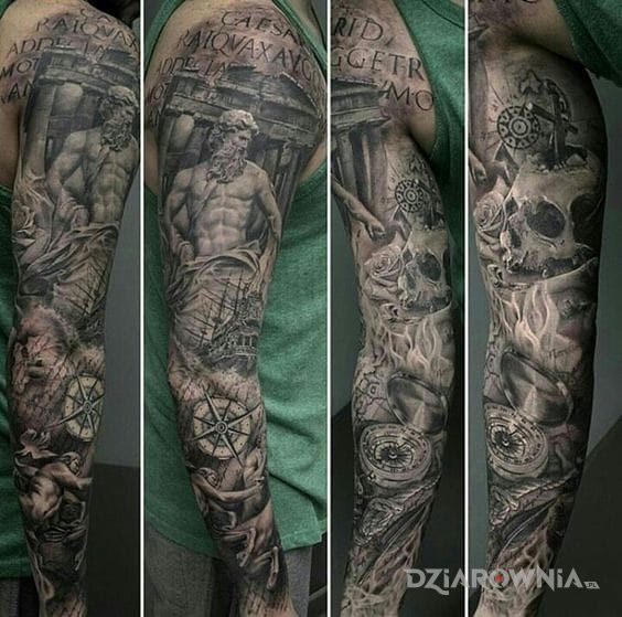 Tatuaż niesamowity tatuaż w motywie rękawy i stylu realistyczne na ramieniu