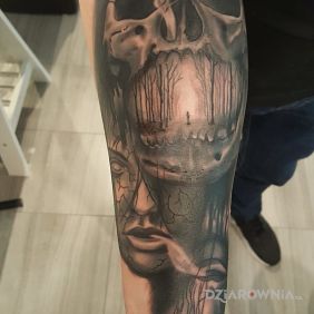 Tatuaż Skull na przedramieniu motyw: 3D