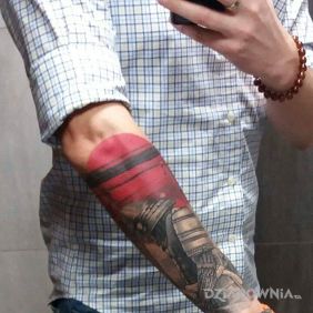 Tatuaż Samuraj na przedramieniu motyw: postacie styl: japońskie / irezumi
