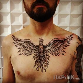 Tattoo Phoenix on the chest motif: animals