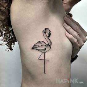 Tattoo Flamingo on the ribs motif: animals