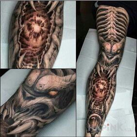 Tattoo Demon on the upper arm motif: demons