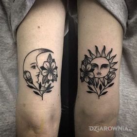 Tatuaż Dzien i noc na ramieniu motyw: miłosne