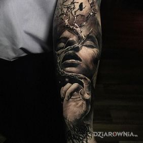Tatuaż Człowiek i natura na przedramieniu motyw: 3D styl: realistyczne