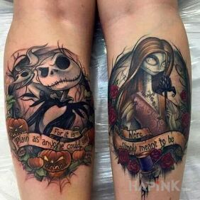 Tattoo Tim Burton's Fairy Tale. on the forearm motif: colorful