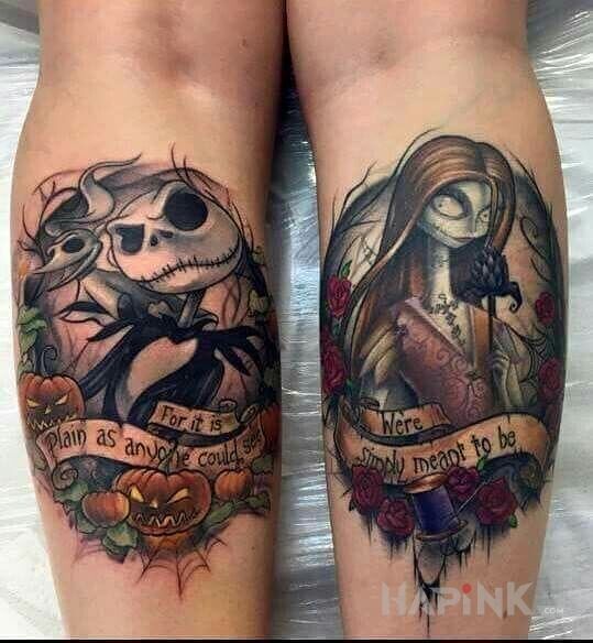Tattoo Bajka Tima Burtona in characters motif on the forearm