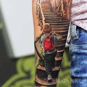 Tattoo Monkey on the forearm motif: colorful style: realistic