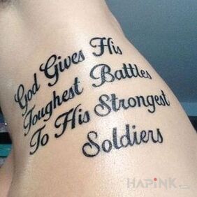 Tattoo Quote about God on the forearm motif: lettering