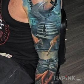 Tattoo Super sleeve on the upper arm motif: colorful