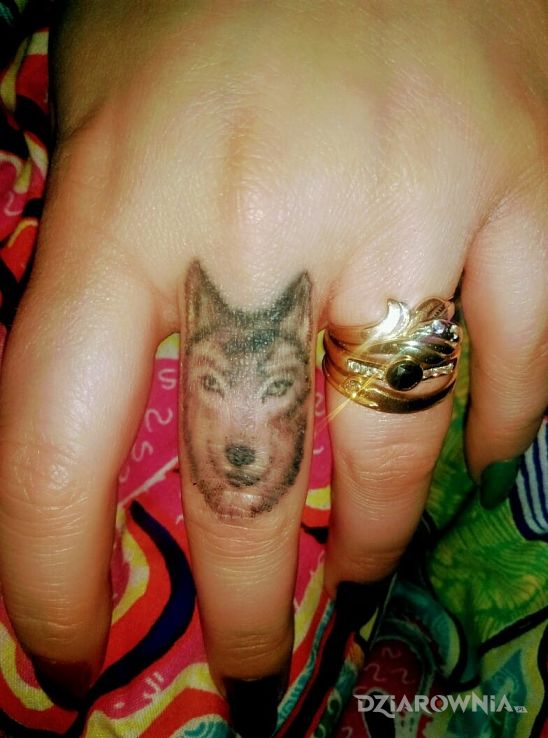 Tatuaż kolejny wilk w motywie zwierzęta na palcach