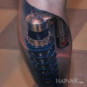 Tattoo Ultra realism on the calf motif: 3D style: realistic