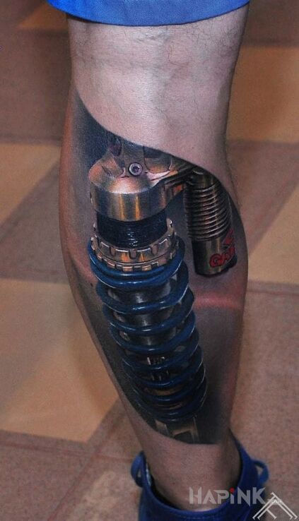 Tattoo Ultra realizm in colorful motif and realistic style on the calf