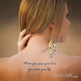 Tattoo Text with a message on the back motif: lettering