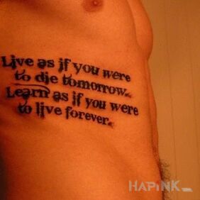 Tattoo Regarding life on the ribs motif: lettering